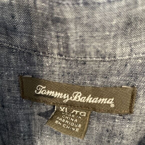 Woman's, Sz XL, Linen Shirt Tommy Bahama, Button Up, Long Sleeve w/Roll Tab Navy - Picture 3 of 5